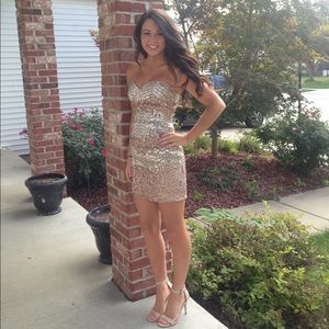 Sliver and gold strapless dress